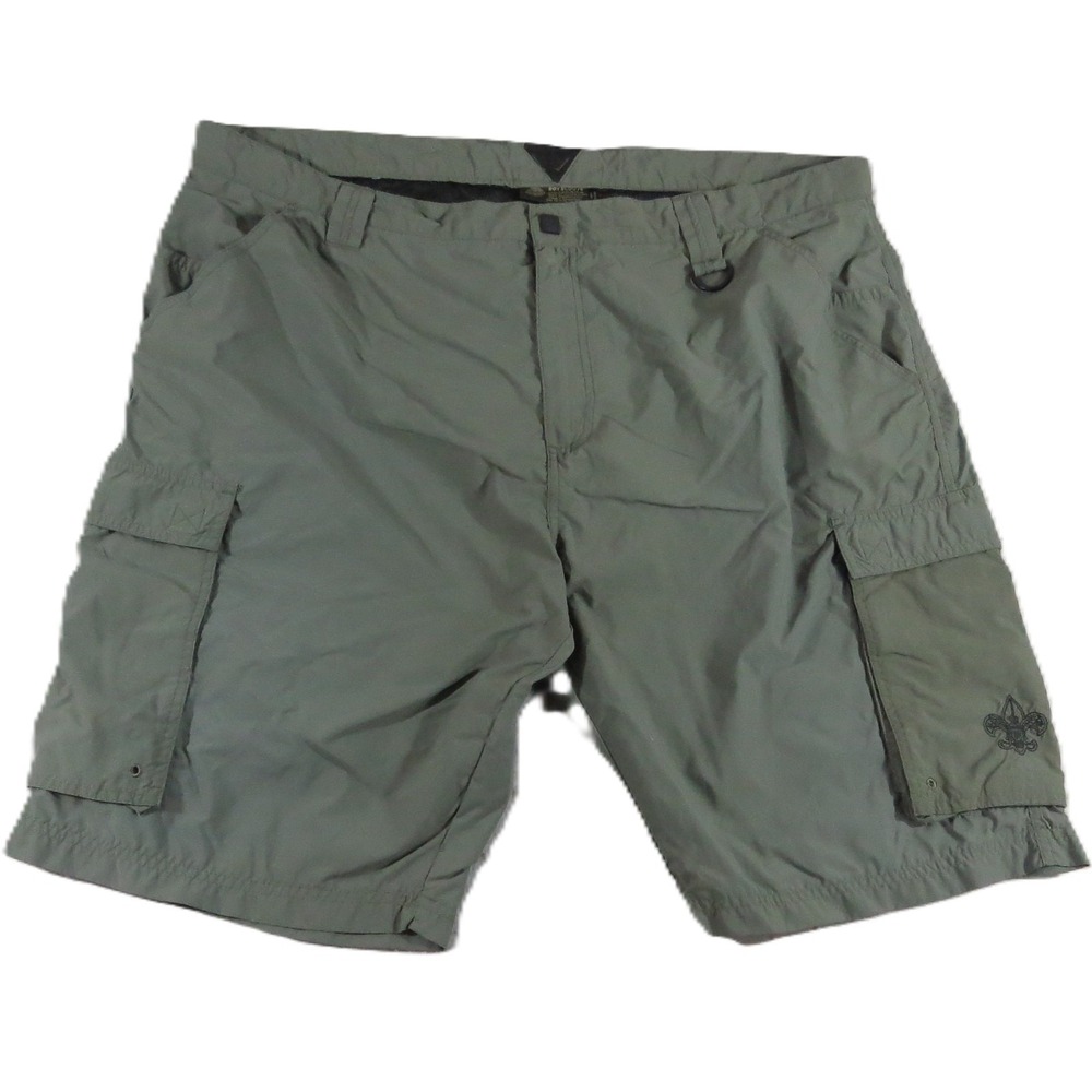 BSA Boy Scouts Centennial Cargo Shorts Men XL Green Supplex Nylon Uniform Hiking